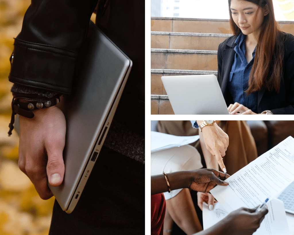 Collage of writers working