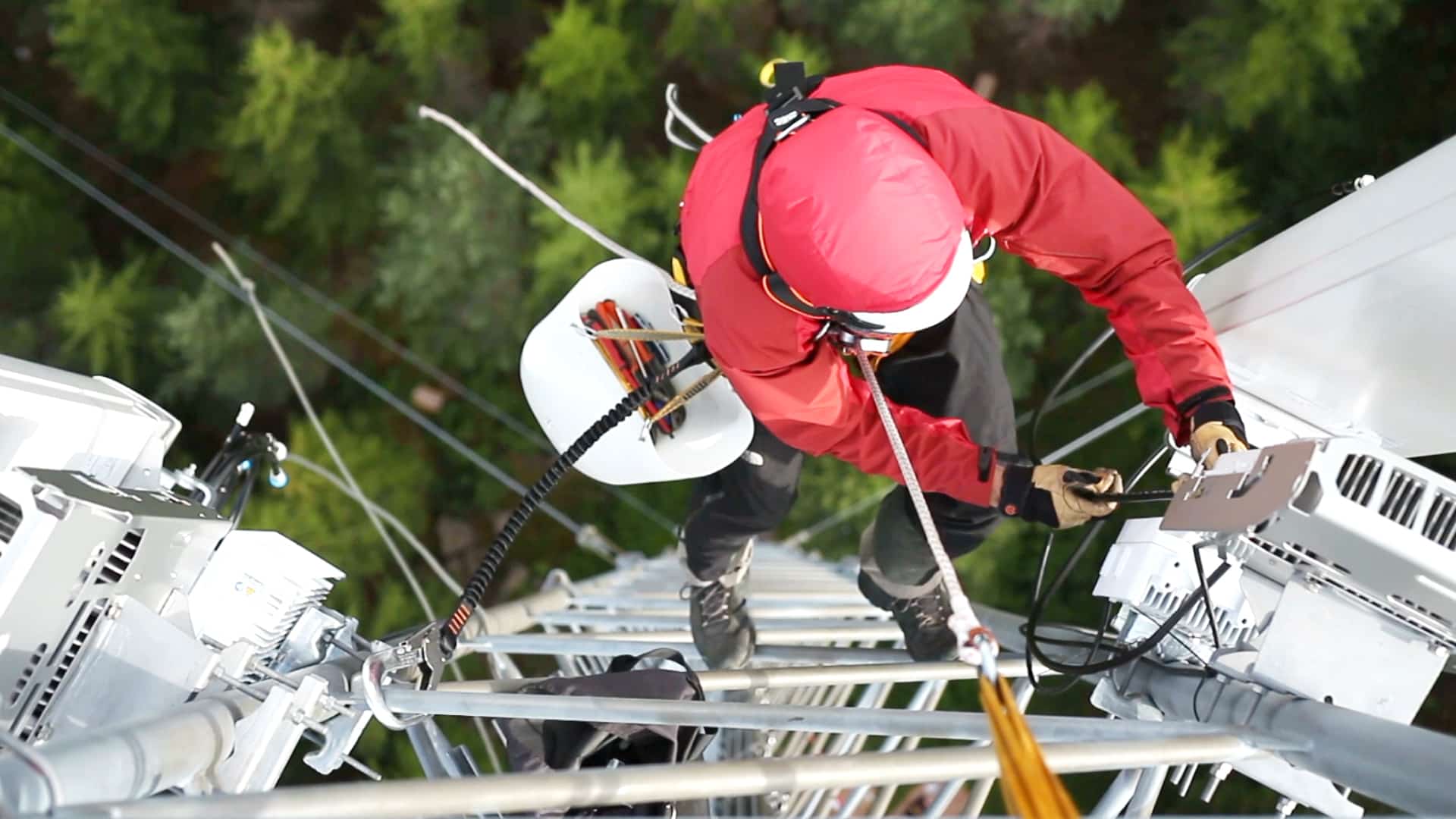 Engineer working on pole line